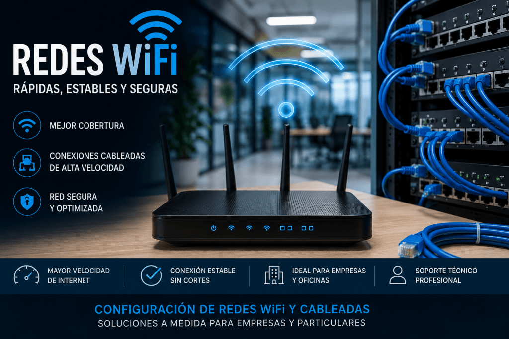 configuración de redes WiFi y cableadas en Vallecas